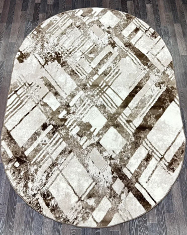 Ковер турецкий V134A Bojnord (PP Heatset Высокоплотный, бежевый, коричневый) овальный