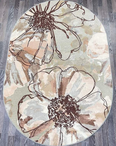 Ковер бельгийский 38182-6626-90 Genova (Вискоза, бежевый, серый) овальный